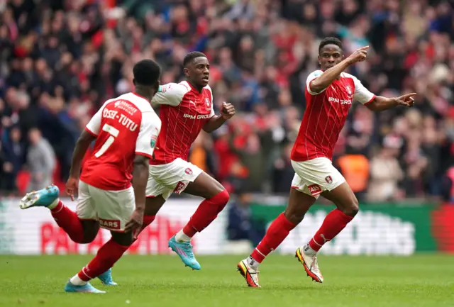 Chiedozie Ogbene celebrates putting Rotherham in front