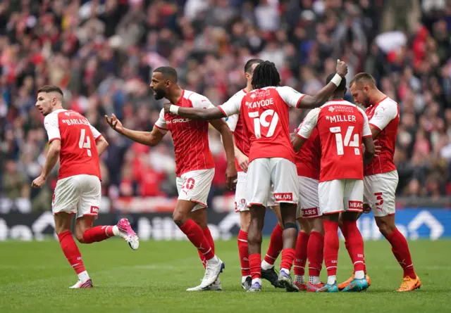 Rotherham celebrate their equaliser