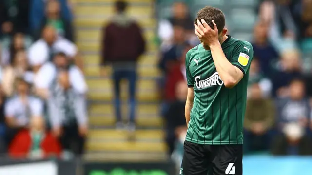 Plymouth player after being sent off