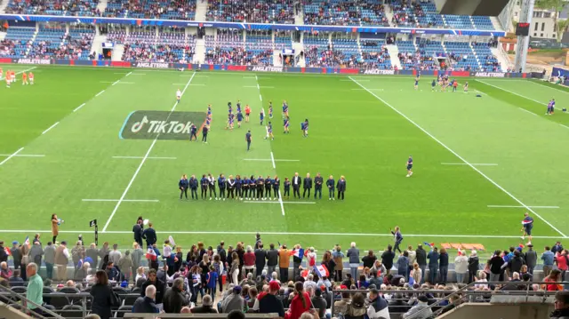 France players lined up on the pitch