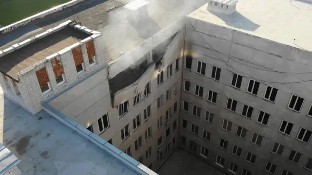 Damaged building in Kharkiv