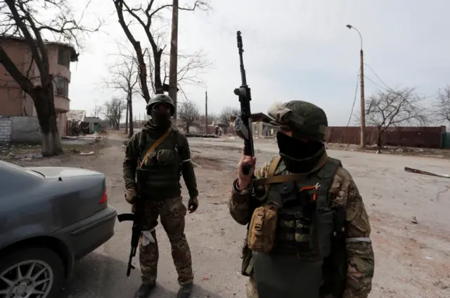 Pro-Russian troops in Mariupol, southern Ukraine. File photo