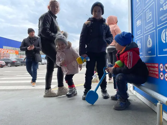 Children at a refugee staging centre in the city of Zaporizhzhia