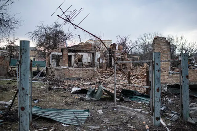 A destroyed home in Bucha