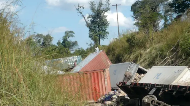 Derailed train in DR Congo