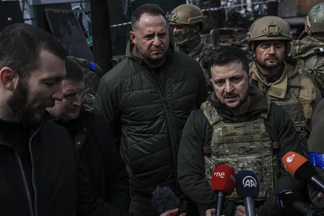 Zelensky speaking to reporters