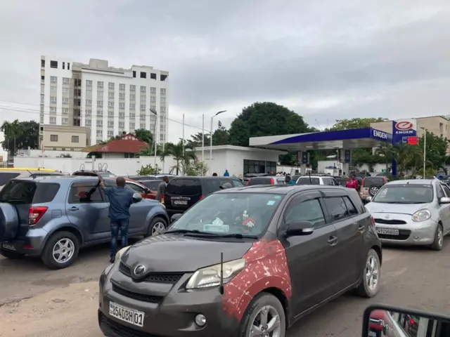 Cars outside a petrol stations