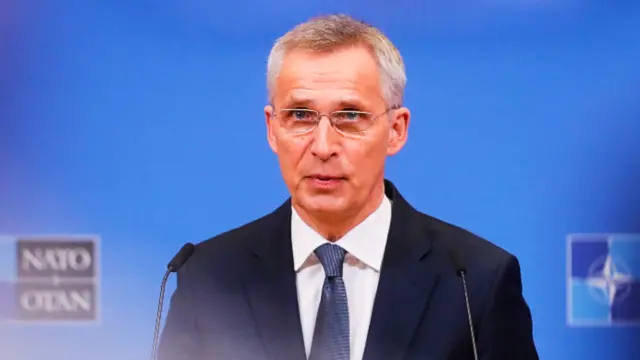 Nato secretary general Jens Stoltenberg gives a press conference in Brussels