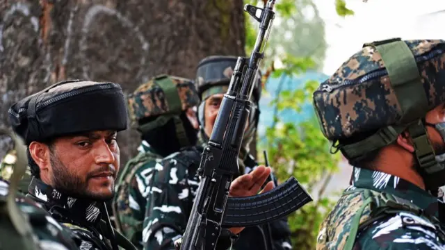 Indian paramilitary troops marching earlier this month