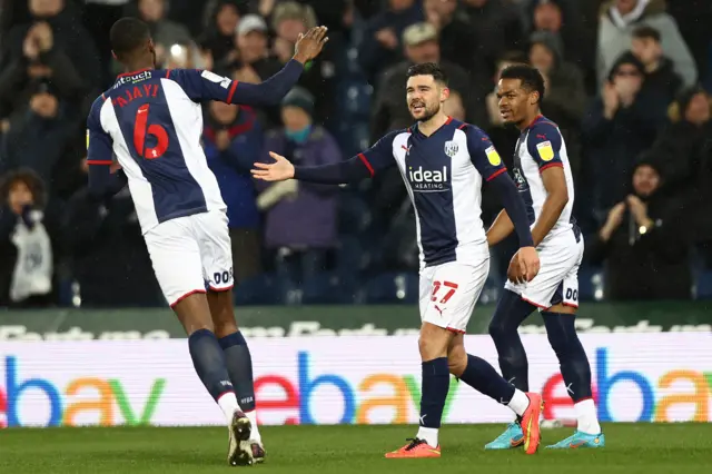 West Brom celebrate their first goal