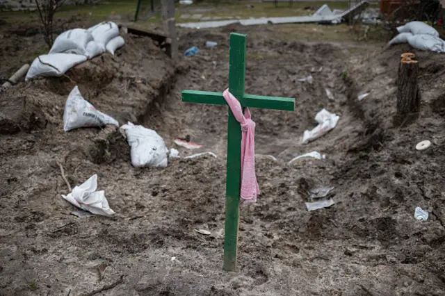 A grave in the town of Bucha