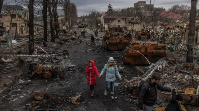 Street in Bucha, Ukraine