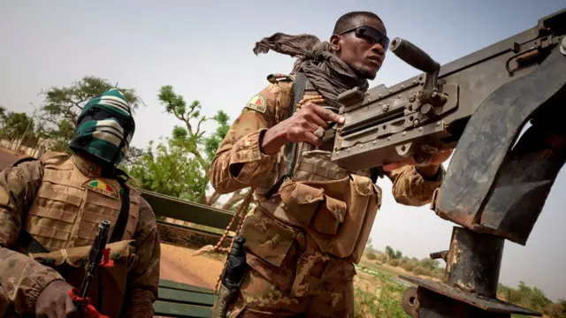 Malian soldiers on a truck