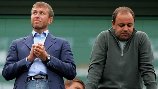 Chelsea's owner Roman Abramovich with Eugene Shvidler, in 2005