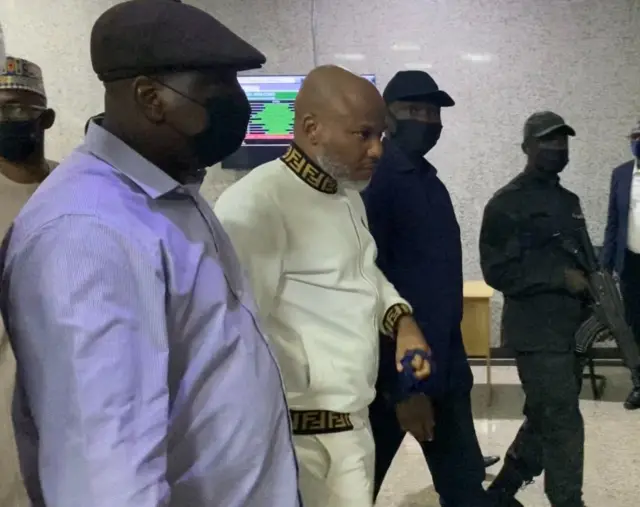 Kanu arriving in court in 2021