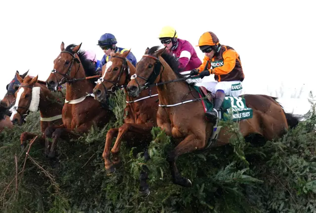 Noble Yeats ridden by Sam Waley-Cohen (right) jump The Chair fence