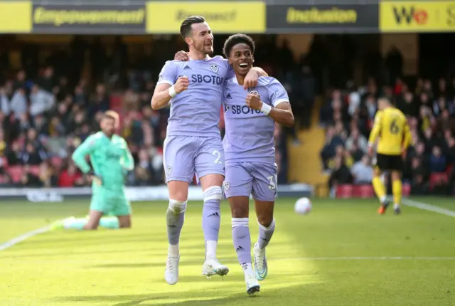 Jack Harrison celebrates