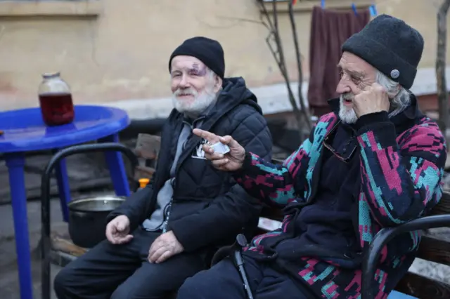 Civilians wait to be evacuated during ongoing conflicts in the city of Mariupol under the control of the Russian military and pro-Russian separatists, on April 08, 2022