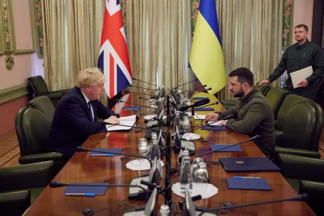 UK Prime Minister Boris Johnson and Ukrainian President Volodymyr Zelensky meet for talks