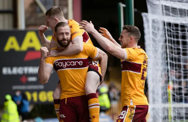 Motherwell celebrate with Kevin van Veen