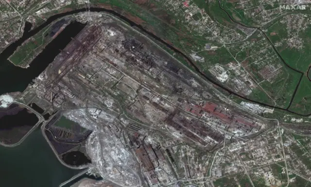 Satellite image of Azovstal steelworks taken 29 March 2022