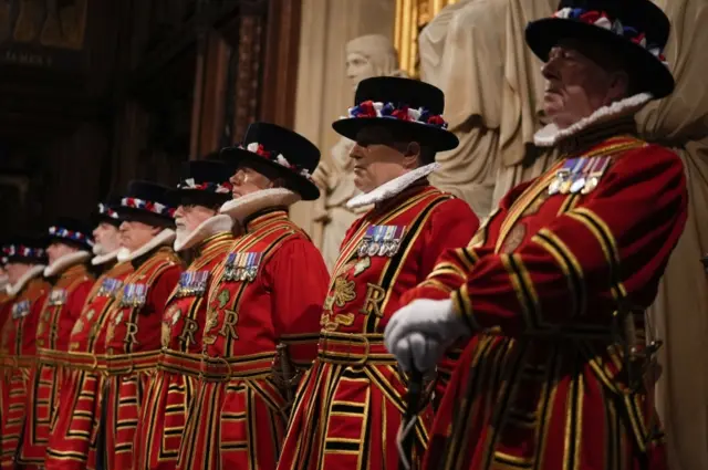 Yeoman warders during the ceremonial search of the Palace of Westminster in London