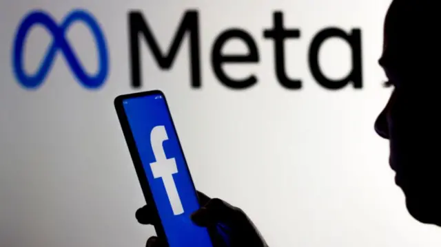 Stock image of Facebook and Meta logos