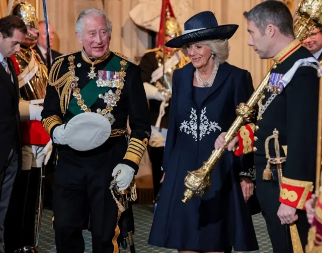 Prince Charles and Camilla, Duchess of Cornwall, departing the House of Lords