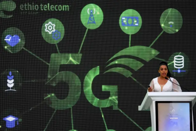 Ethio Telecom Chief Executive Officer Frehiwot Tamru addresses delegates at the launch of the 5G Internet service in Addis Ababa, Ethiopia, May 9, 2022