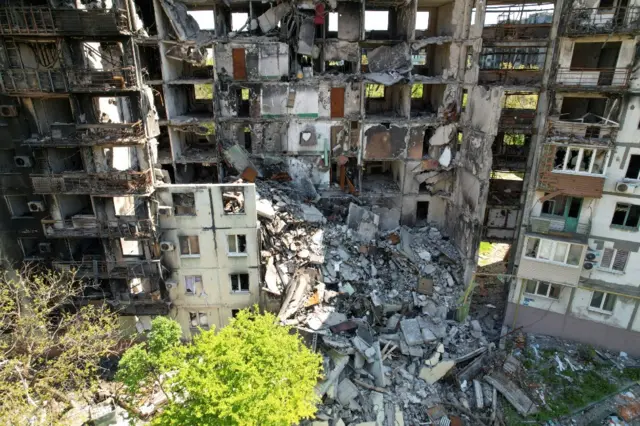 Shot of a destroyed residential building