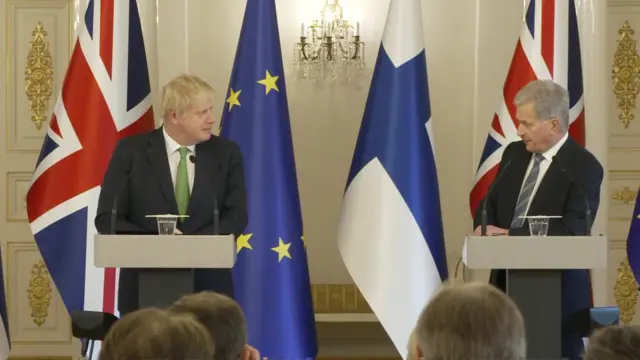 British Prime Minster Boris Johnson and Finland's President Sauli Niinisto