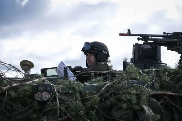 Finnish soldier takes part in military exercise