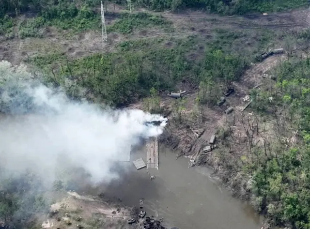 Aerial images show the scene of the attack