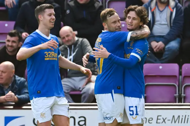 Cedric Itten (left) and Alex Lowry (far right) scored in the first half for Rangers