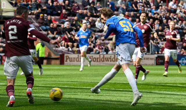 Alex Lowry scores his first league goal for Rangers