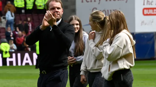 Robbie Neilson with his family at full-time