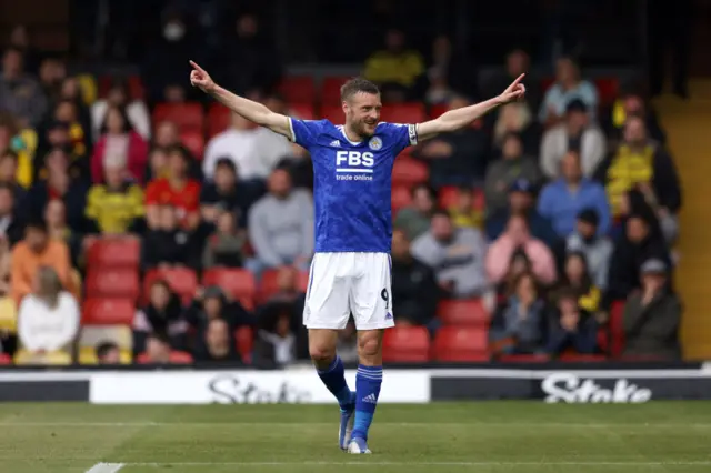 Jamie Vardy celebrates