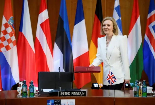 Liz Truss at the Nato meeting in Berlin
