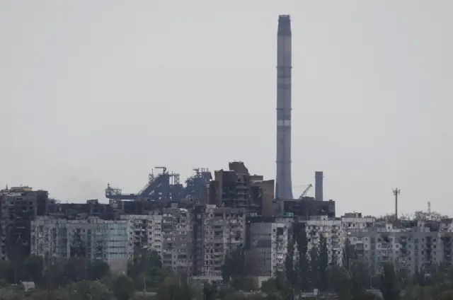 A shot of the Azovstal steel plant