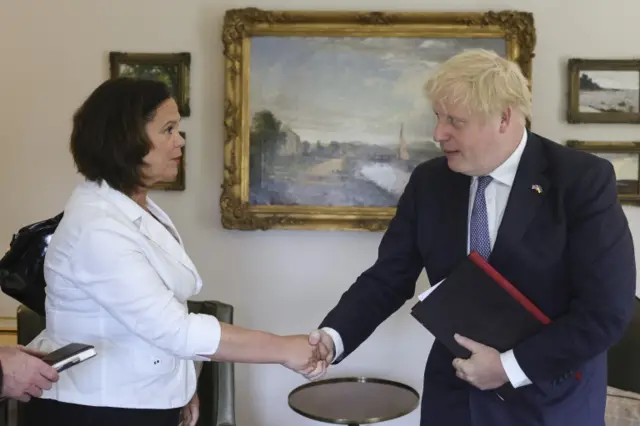 Mary Lou McDonald and Boris Johnson