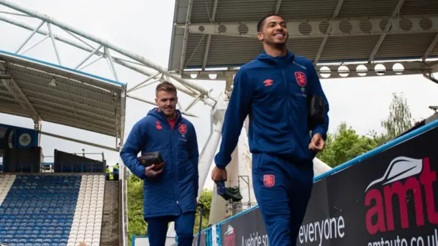 Levi Colwill and Danny Ward of Huddersfield