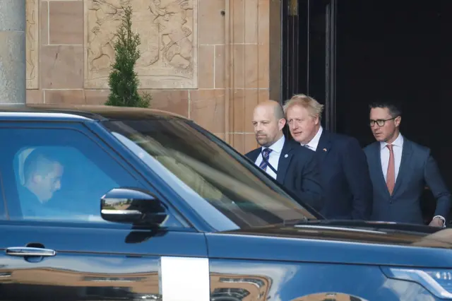 Boris Johnson leaves Hillsborough Castle