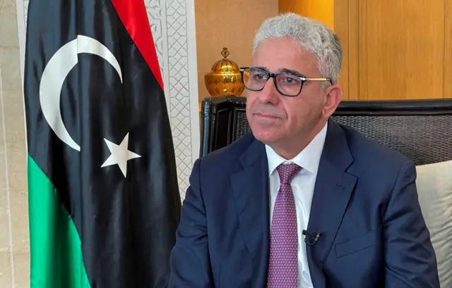 Libya's Fathi Bashagha attends an interview with Reuters in Tunis