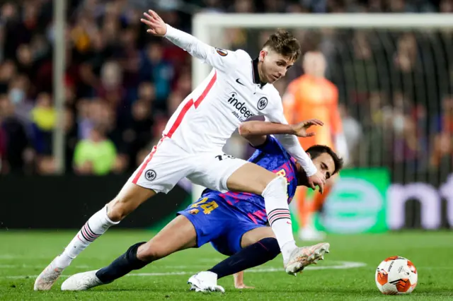 Jesper Lindstrom in action for Frankfurt against Barcelona