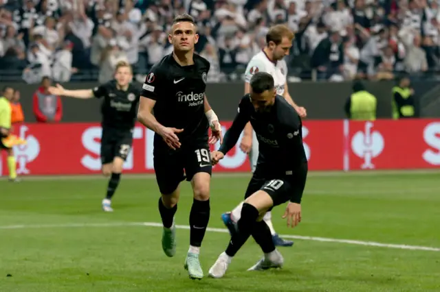 Eintracht Frankfurt celebrate against West Ham