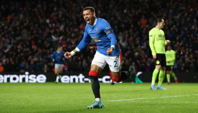 James Tavernier celebrates a goal in the last 16 win over Borussia Dortmund