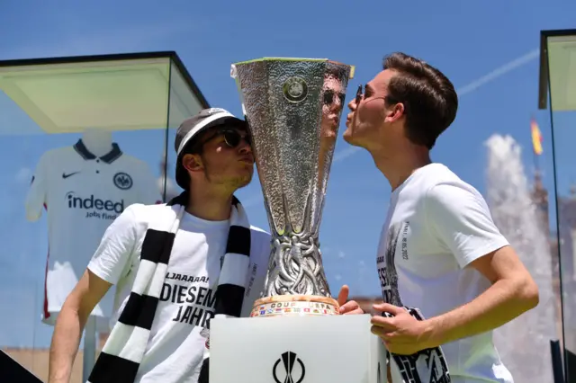 Eintracht fans with the europa league