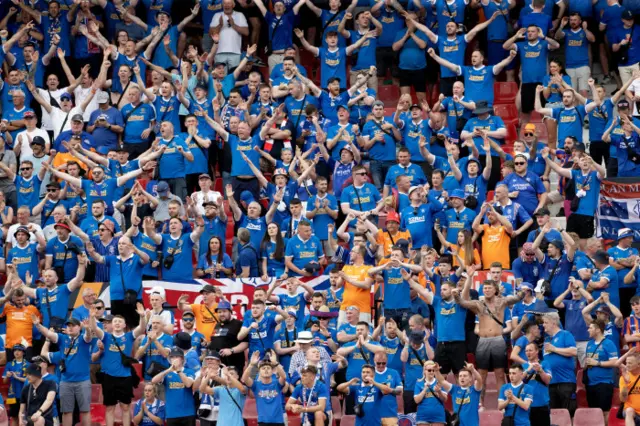 Rangers fans inside the stadium