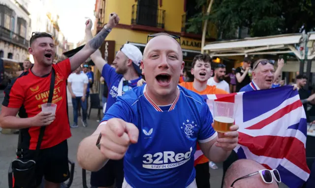 Rangers fans in Seville