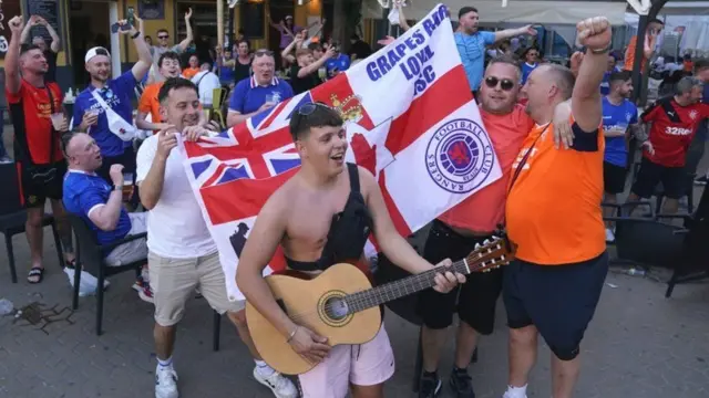 Rangers fans have been revelling in the party atmosphere in Seville